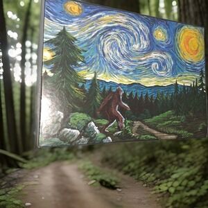 Bigfoot Starry Night 1000 Piece Puzzle Van Gogh Sasquatch Pattern